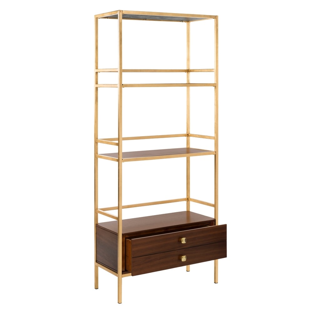 SAFAVIEH Skylar 4 tier 1 Drawer Gold/ Grey étagère   30\