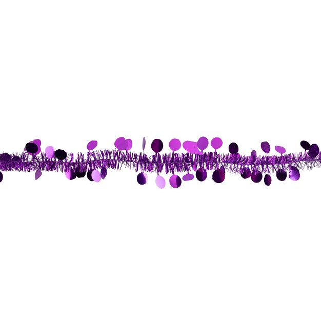 Purple Tinsel Christmas Garland With Polka Dots Unlit