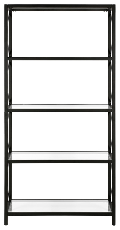 Henn ampHart 30 quotBlackened Bronze Metal/Glass Bookcase   Transitional   Bookcases   by Homesquare  Houzz