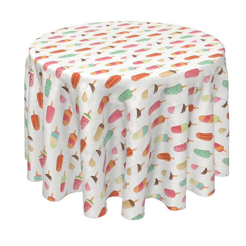 Round Tablecloth， 100% Polyester， 60 Round， Sweet Summer Treats