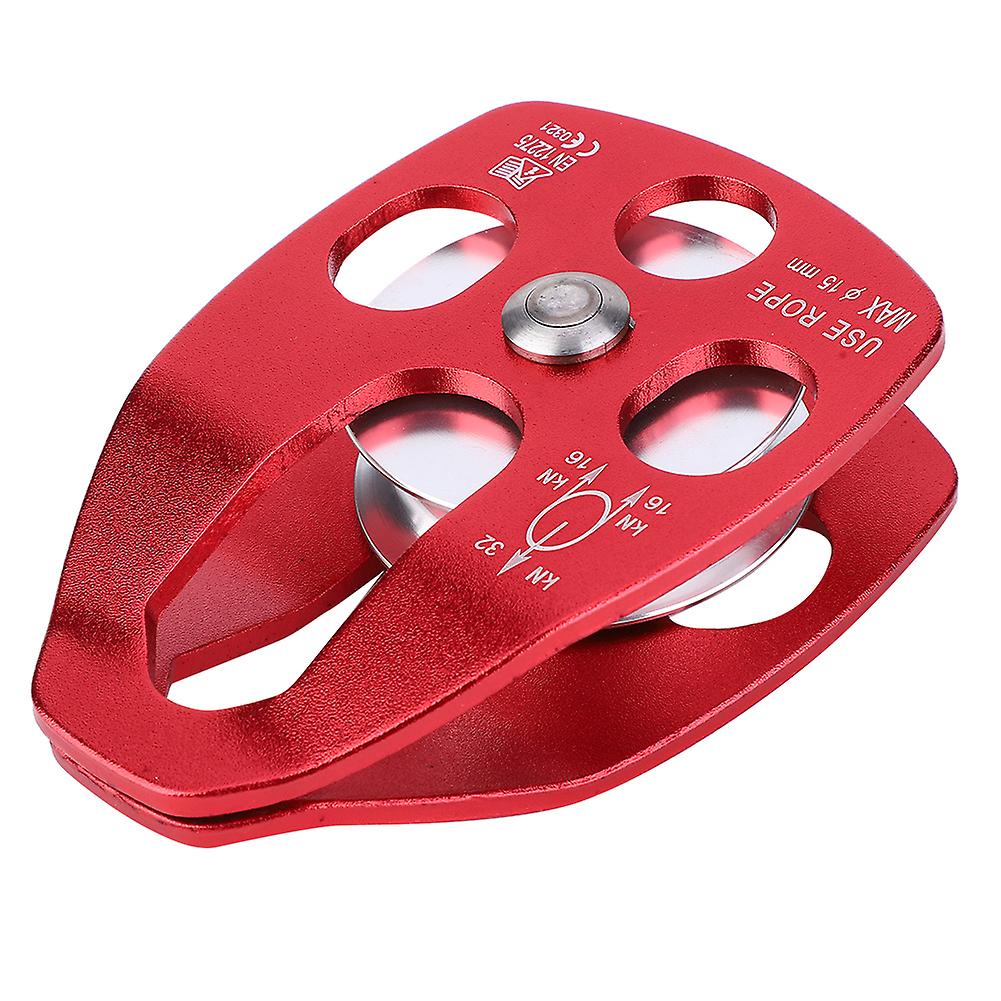 Outdoor Portable Aviation Aluminum Side Plate Climbing Single Sheave Fixed Pulley For Climbing Rescue High Altitude Brakedownred