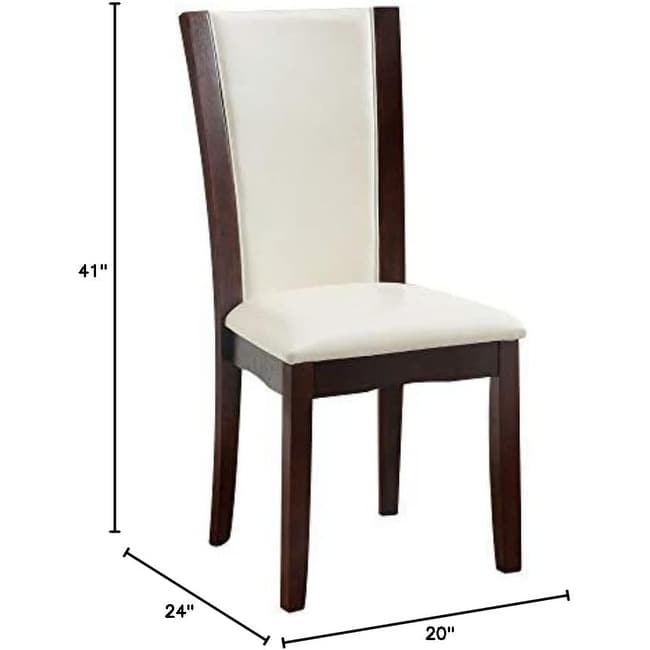 Style Comfort Contemporary 2pcs Side Chairs Dark Cherry And White Leatherette Cushion Seat Kitchen Dining Room Furniture