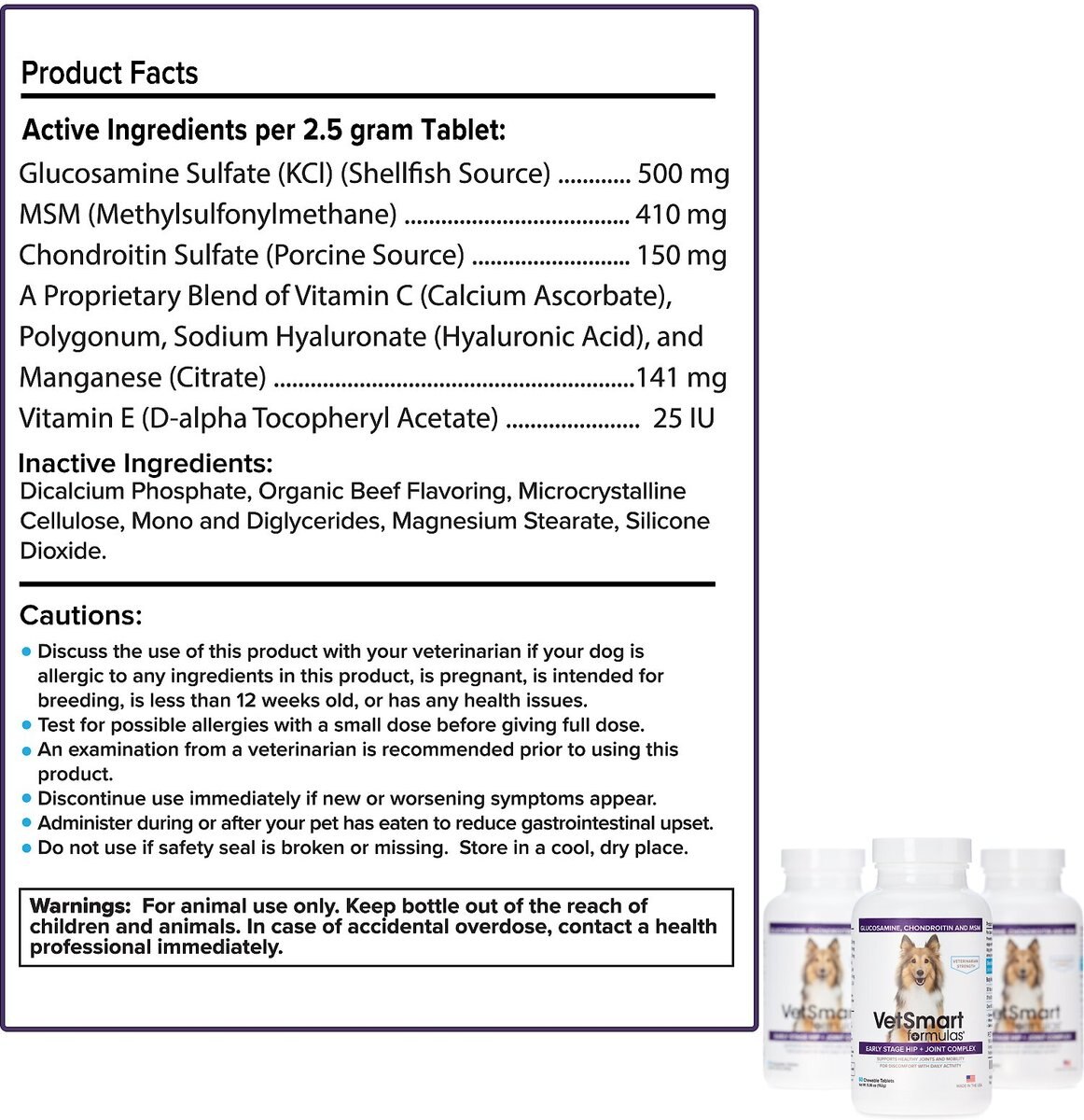 VetSmart Formulas Early Stage Chewable Tablet Joint Supplement for Dogs