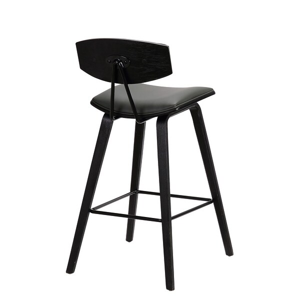 Counter Height Wooden Bar Stool with Curved Leatherette Seat - 36 H x 16 W x 19 L Inches