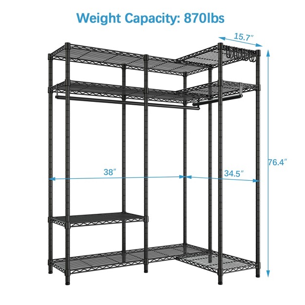 Vipek L30 Corner Closet System L Shaped Garment Rack L Corner Clothes Rack Freestanding Portable Wardrobe Closet