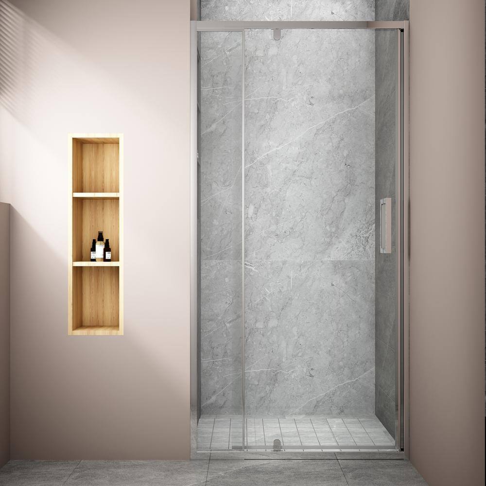 TOOLKISS 32 to 36 in. W x 72 in. H Framed Pivot Shower Door in Chrome with Clear Glass TK19168CH