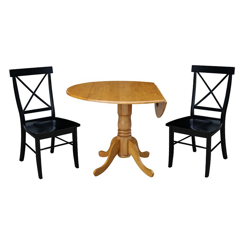 International Concepts Dual Drop Leaf Dining Table and Dining Chair 3-piece Set