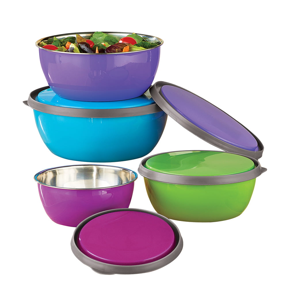 Colorful Stainless Steel Kitchen Nesting Bowls with Lids to Store， Prep， Serve - Set of 4， 12 oz - 38 oz.