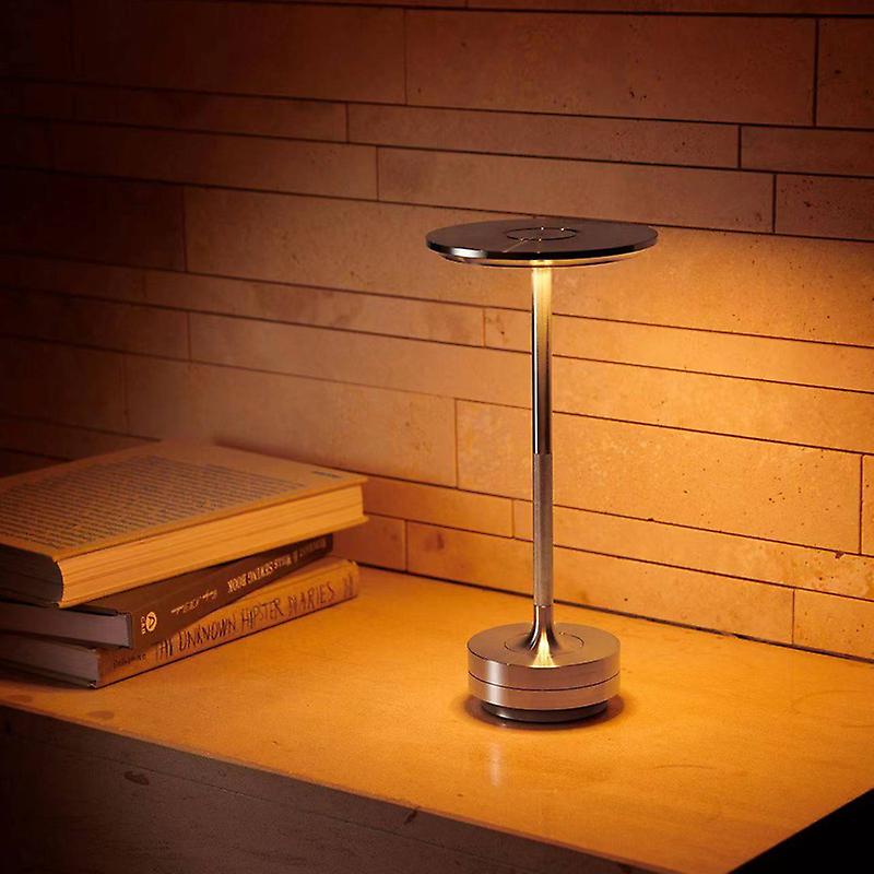 Cordless Table Lamp Dimmable Waterproof Metal Usb Rechargeable Table Lamps -1pcs silver