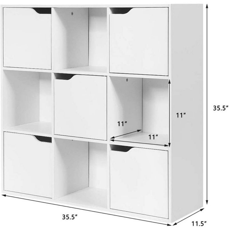 Hivago Free Standing 9 Cube Storage Wood Divider Bookcase for Home and Office-White