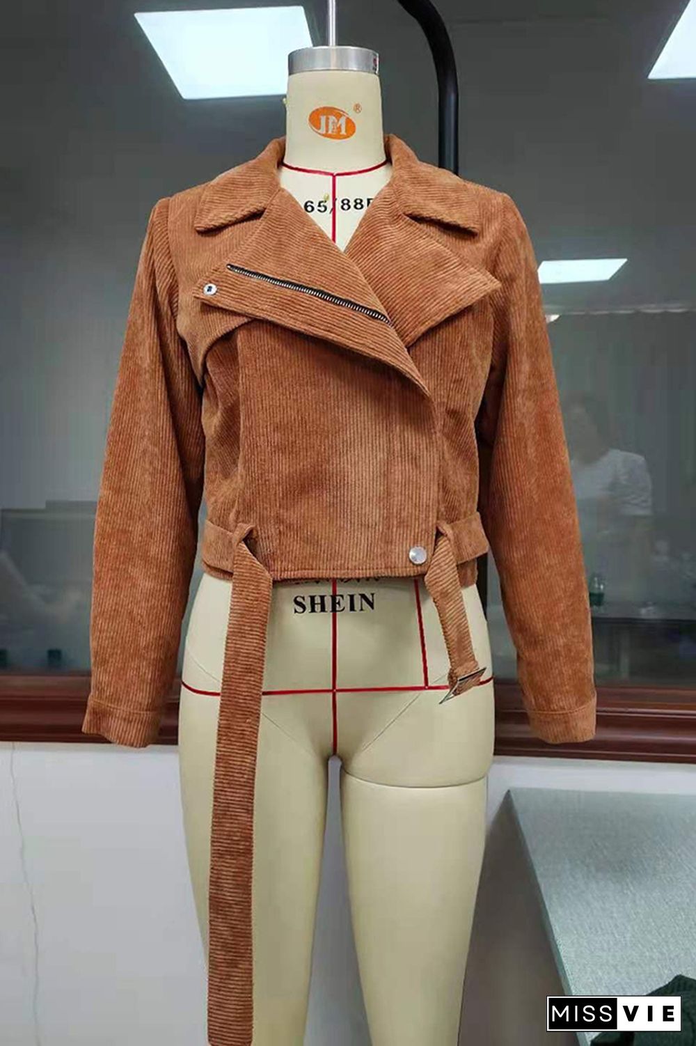 Corduroy Zipper Side Crop Jacket Women Wholesale