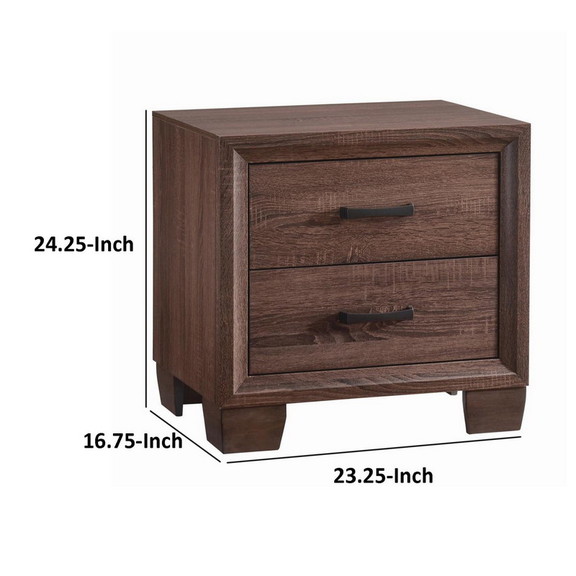 Benzara BM182749 Wooden 2 Drawer Nightstand  Mediu...