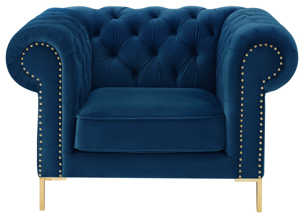 Inspired Home Ariadna Club Chair Button Tufted  Velvet   Contemporary   Armchairs And Accent Chairs   by Inspired Home  Houzz