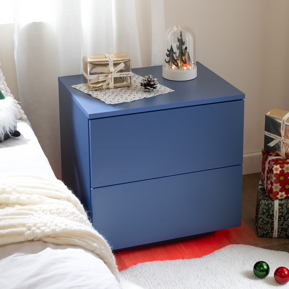 Nightstands LED Side Tables Bedroom  Modern End Tables with 2 Drawers