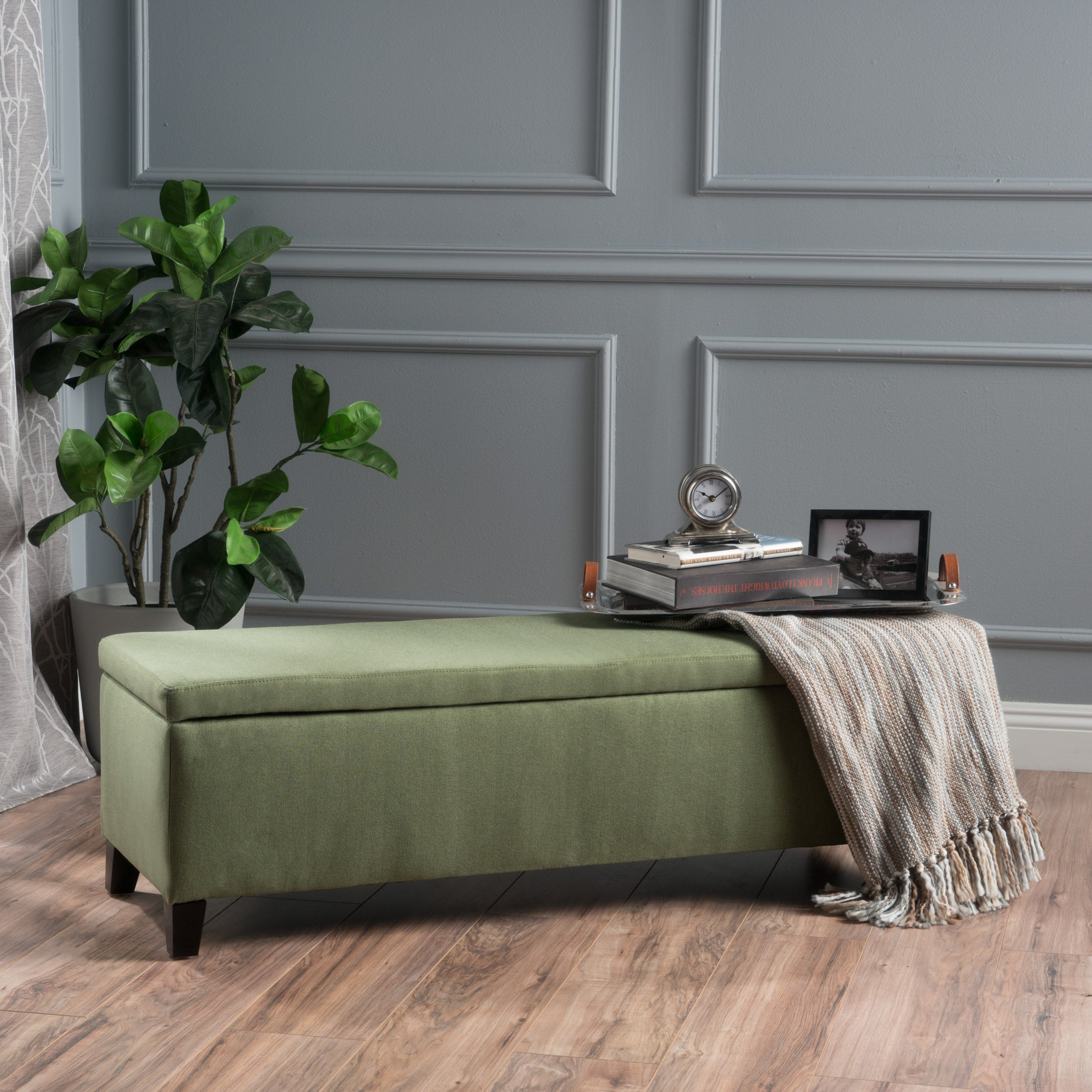 Clor Fabric Rectangle Storage Ottoman Bench