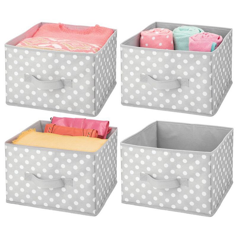 mDesign Kids Polka Dot Fabric Closet Storage Organizer Cube Bin - 4 Pack