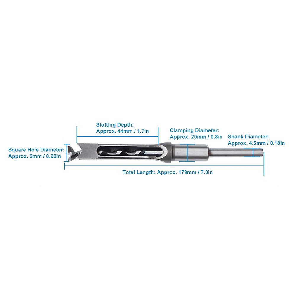 1/4in High Speed Steel Multifunctional Woodworking Square Hole Drill Bit Tool For Construction