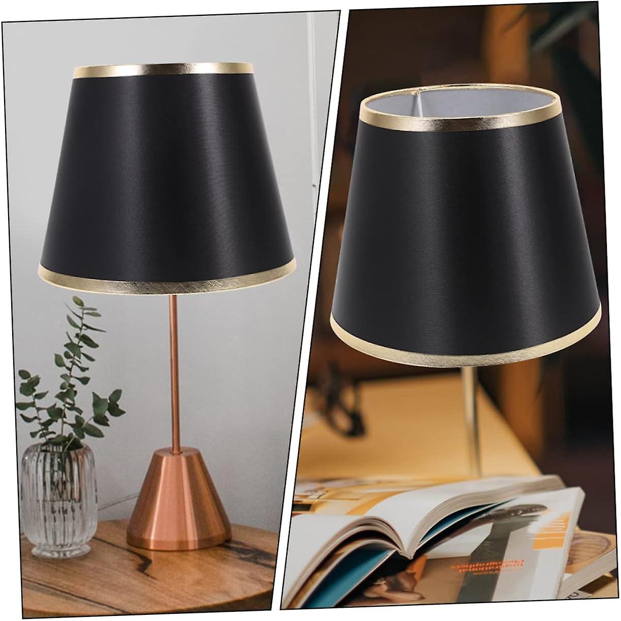 Small Black Fabric Lampshade for Table Lamps - Round Barrel Design