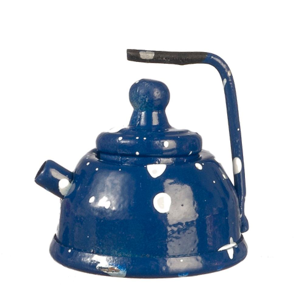 Dolls House Blue Spot Kettle Metal Kitchen Accessory Miniature 1:12 Scale