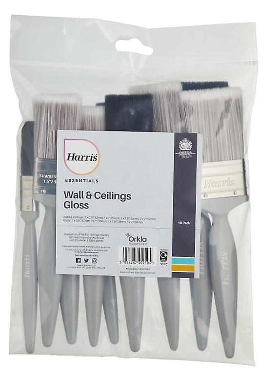 Harris Pack Of 10 Essentials Wall Ceiling andamp; Gloss Paint Brushes