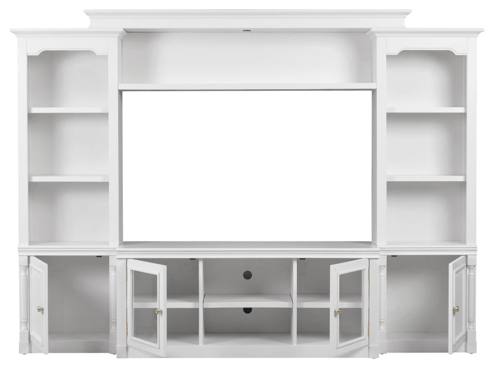 Virginia White Entertainment Center   Contemporary   Entertainment Centers And Tv Stands   by BisonOffice  Houzz