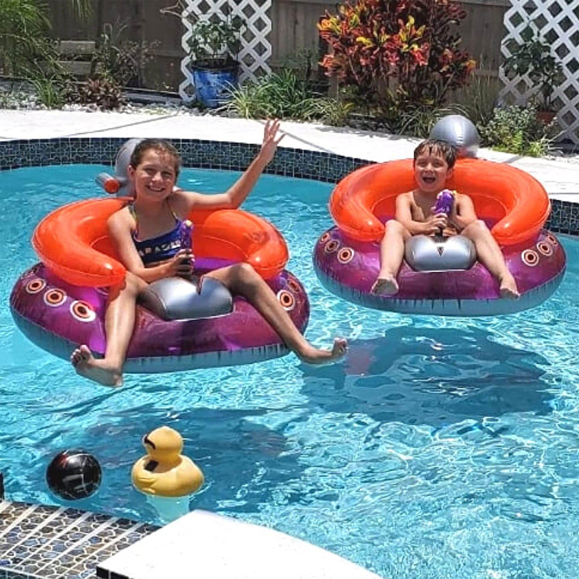 Swimline Inflatable UFO Lounge Chair Pool Float w/Squirt Gun (2 Pack)