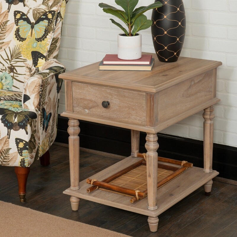 Jowin Classic Wood Side Table with Storage