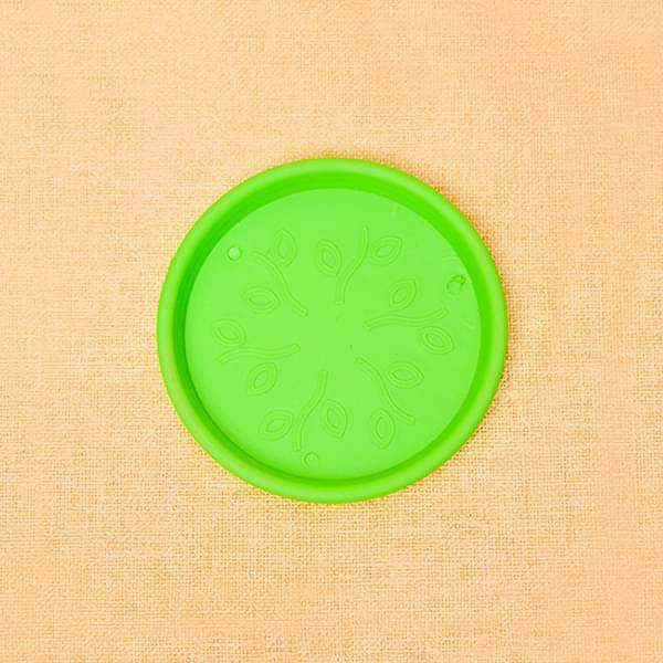 3.7 inch (9 cm) Round Plastic Plate for 4 inch (10 cm) Grower Pots (Green) (set of 6)