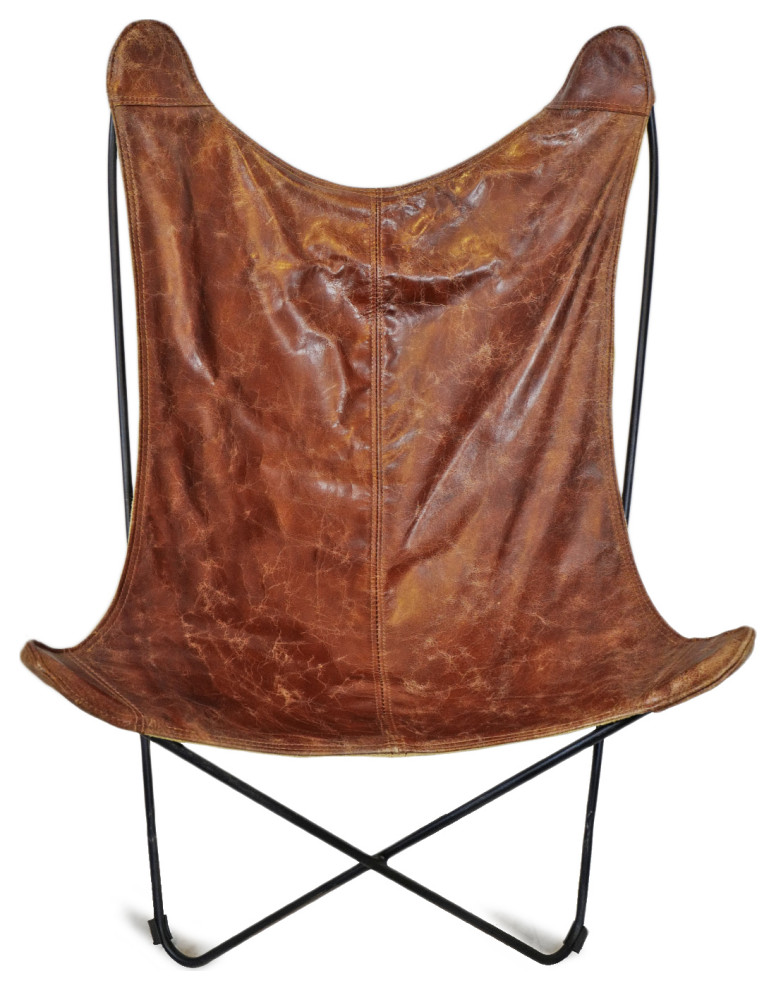 Leather Vintage Camp Chair   Industrial   Armchairs And Accent Chairs   by Design Mix Furniture  Houzz