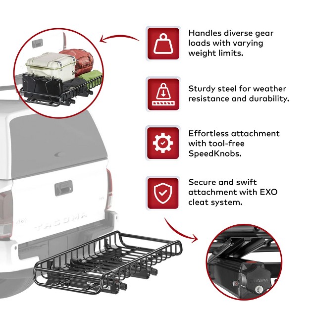 Yakima Exo Gearwarrior Versatile Sturdy Heavy Duty Alloy Steel Cargo Basket Mount Connects To Exo Swingbase Or Exo Topshelf Black