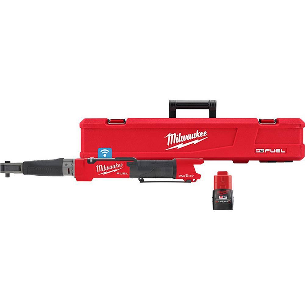 MW M12 FUEL ONE-KEY 12-Volt Lithium-Ion Brushless Cordless 38 in. Digital Torque Wrench and M12 2.0Ah Compact Battery Pack 2465-20-48-11-2420