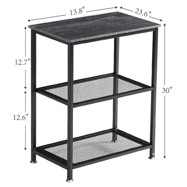 Modern End Side Tables/Nightstands with 2-Tier Metal Mesh Storage Shelf