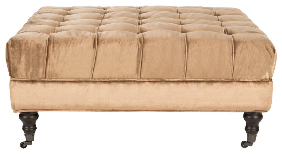 Alyssa Cocktail Tufted Ottoman Golden Olive   Traditional   Footstools And Ottomans   by V.S.D Furniture  Houzz