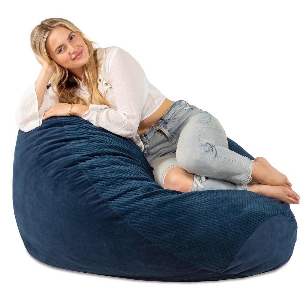 Jaxx Koku   Designer Oval Two Tone Bean Bag Chair   Quilted Microvelvet