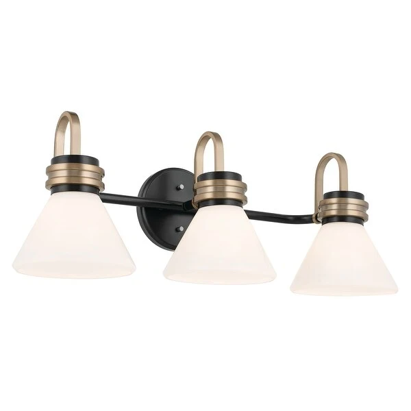 Kichler Lighting Farum 26 in. 3-Light Black with Champagne Bronze Vanity Light