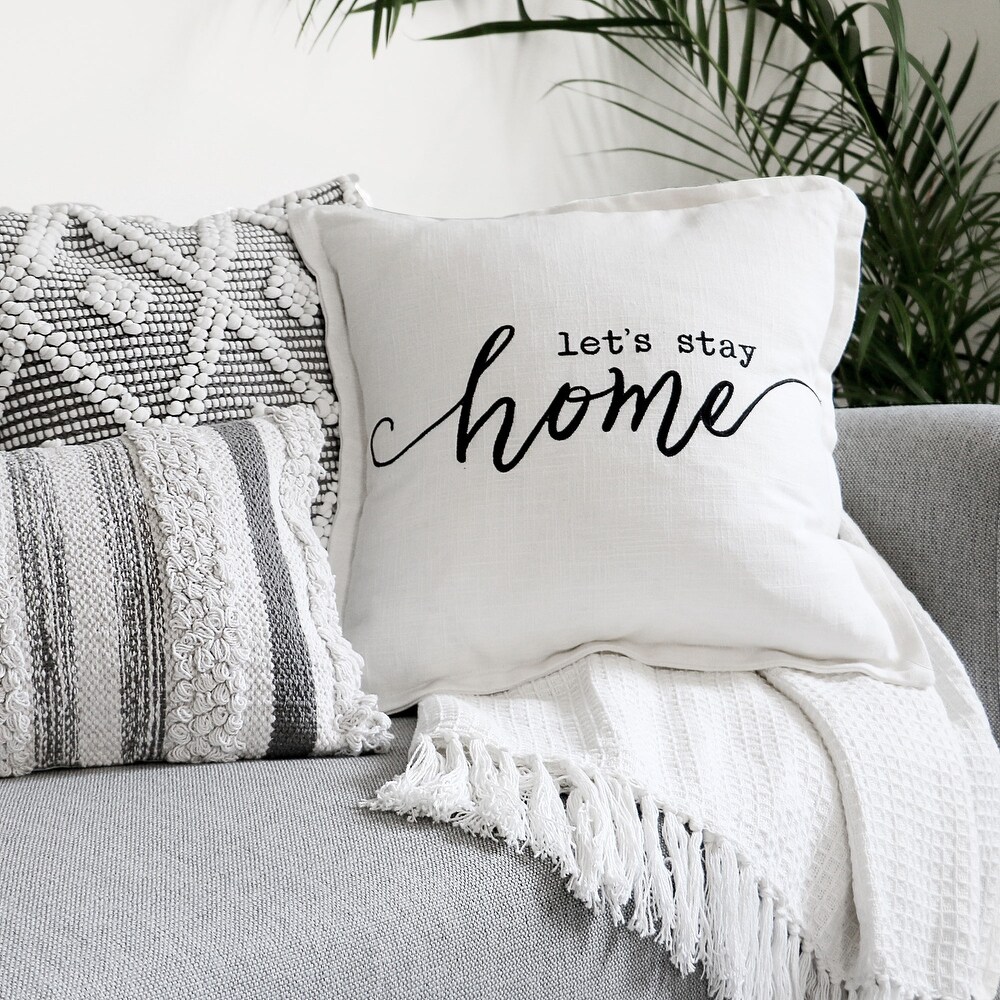 Lush Decor Let's Stay Home Script Decorative Pillow Cover