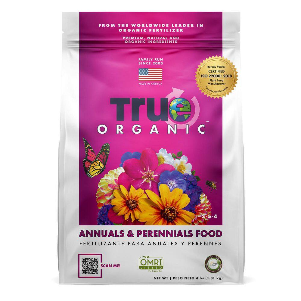 TRUE ORGANIC 4 lbs. Organic Annuals and Perennials Flower Food Dry Fertilizer OMRI Listed 3-5-4 R0031