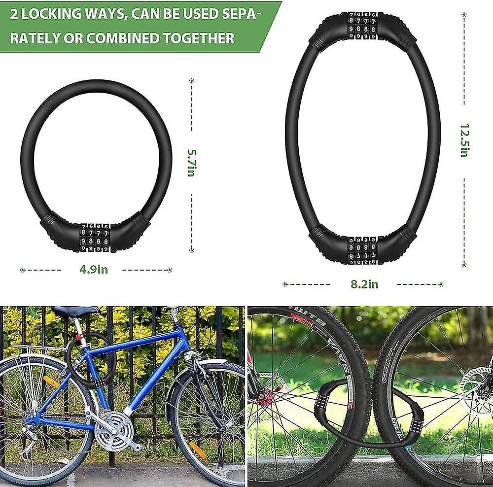 Bike Lock， Bike Locks Long 40cm/each， Cable Lock For Bicycle Scooter Motorcycles Bike Gate With 4 Digit Smart Code