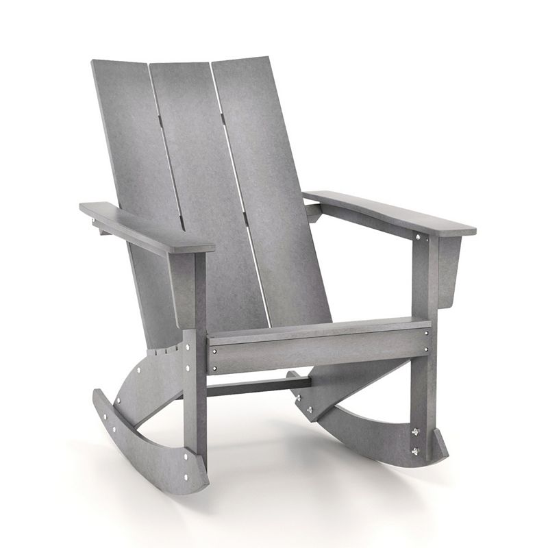 Adirondack Rocking Chair with Curved Back for Balcony-Gray