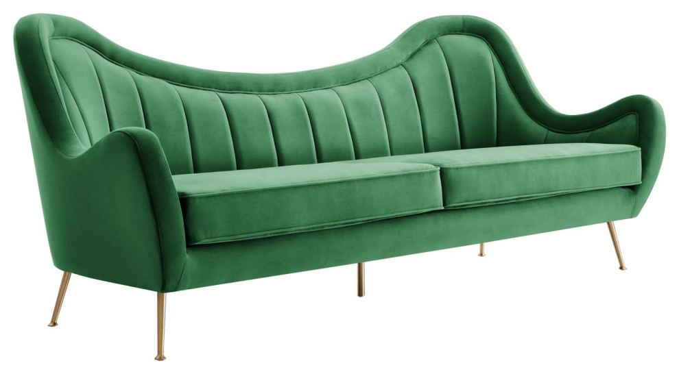 Cheshire Channel Tufted Velvet Sofa   Midcentury   Sofas   by Modway  Houzz