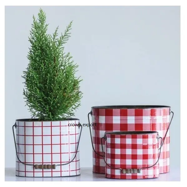 Set of 3 Buffalo Plaid Print Planter   Pots Flower Planter Storage Buckets Table Pots Plant Holder Indoor/Outdoor Decor Baskets