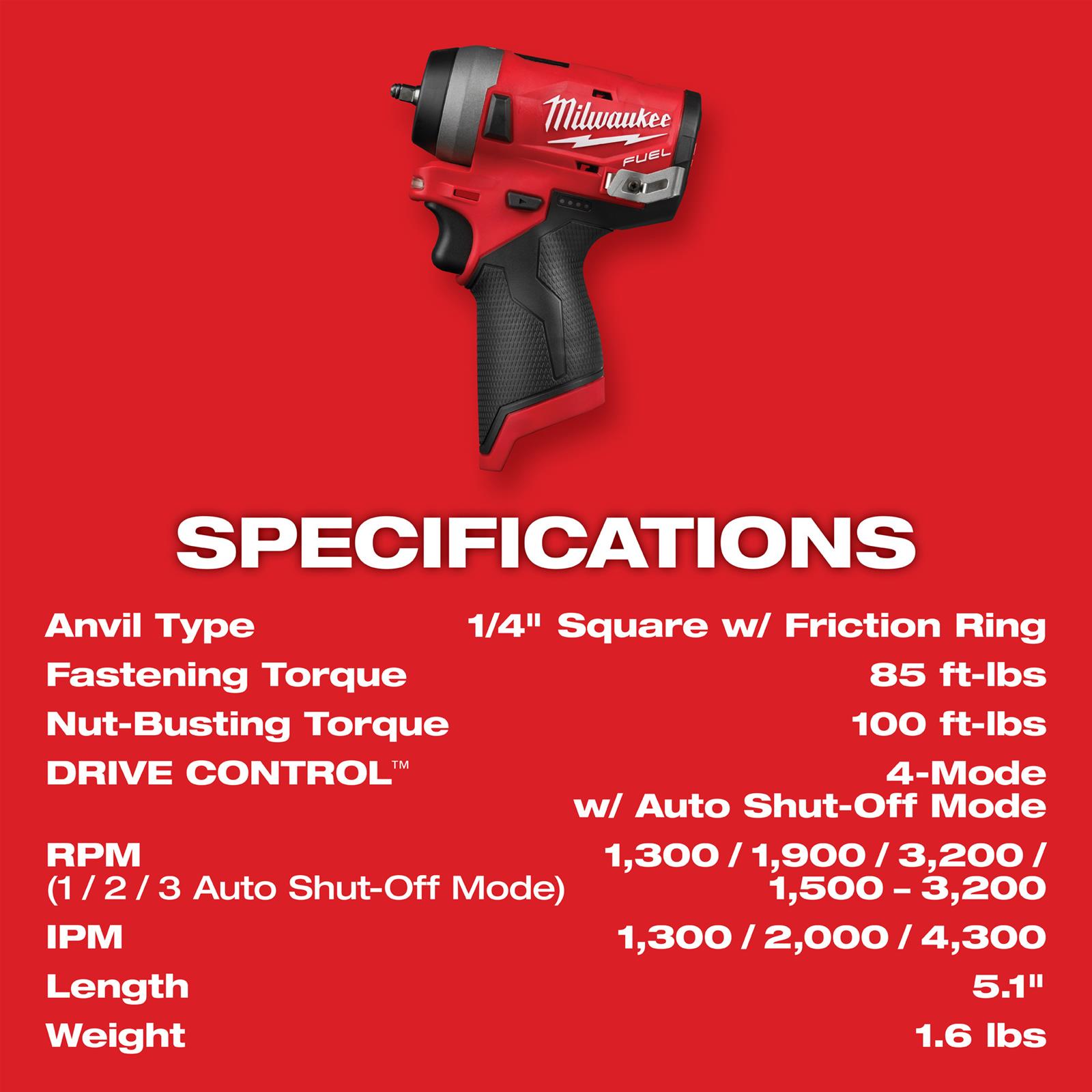 Milwaukee Tool 2552-20 Milwaukee M12 FUEL Stubby Impact Wrenches