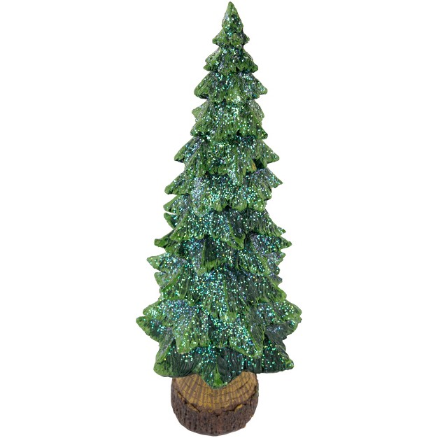 Green Glittered Tree With Brown Base Christmas Decoration