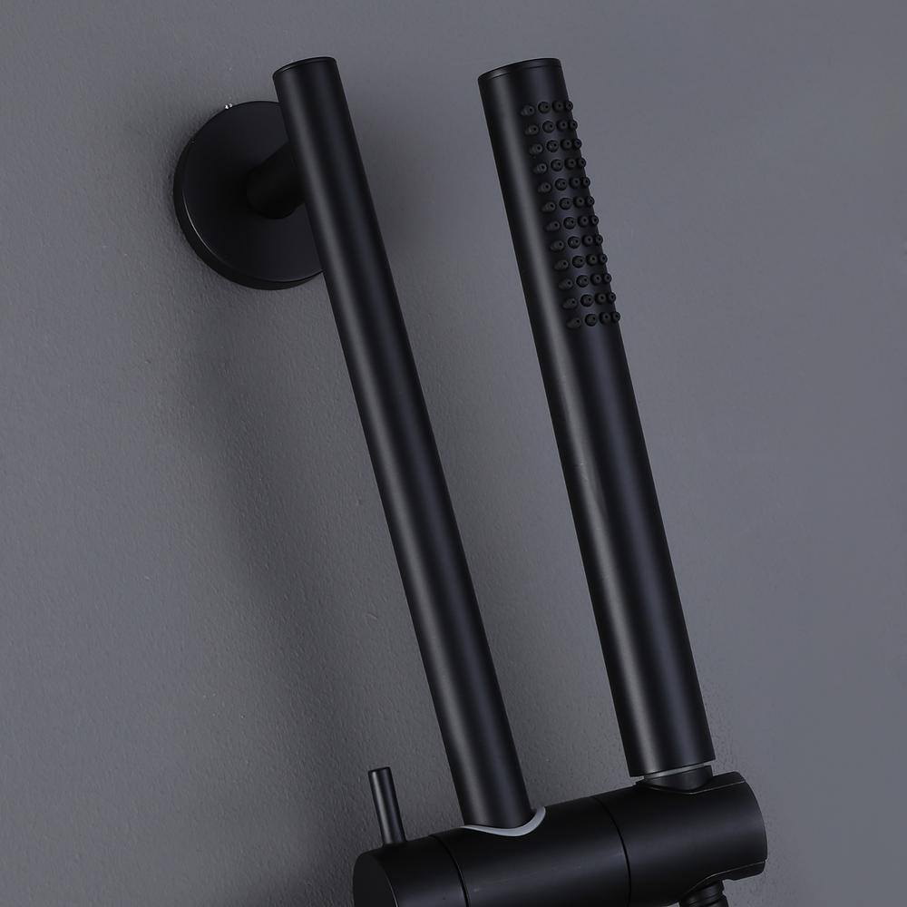 matrix decor 1-Spray Patterns 8.66 in. Wall Mount Handheld Shower Head with Slide Bar in Matte Black MD-RCS91002MB