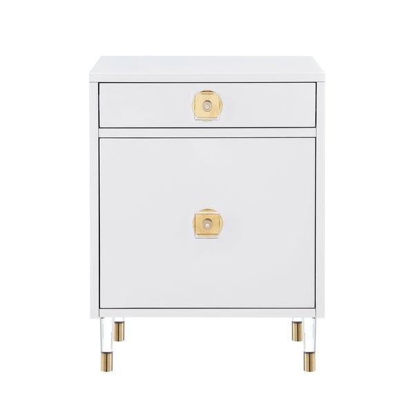 Nicole Miller  High Gloss 1-drawer Nightstand with Acrylic Legs - - 28416408