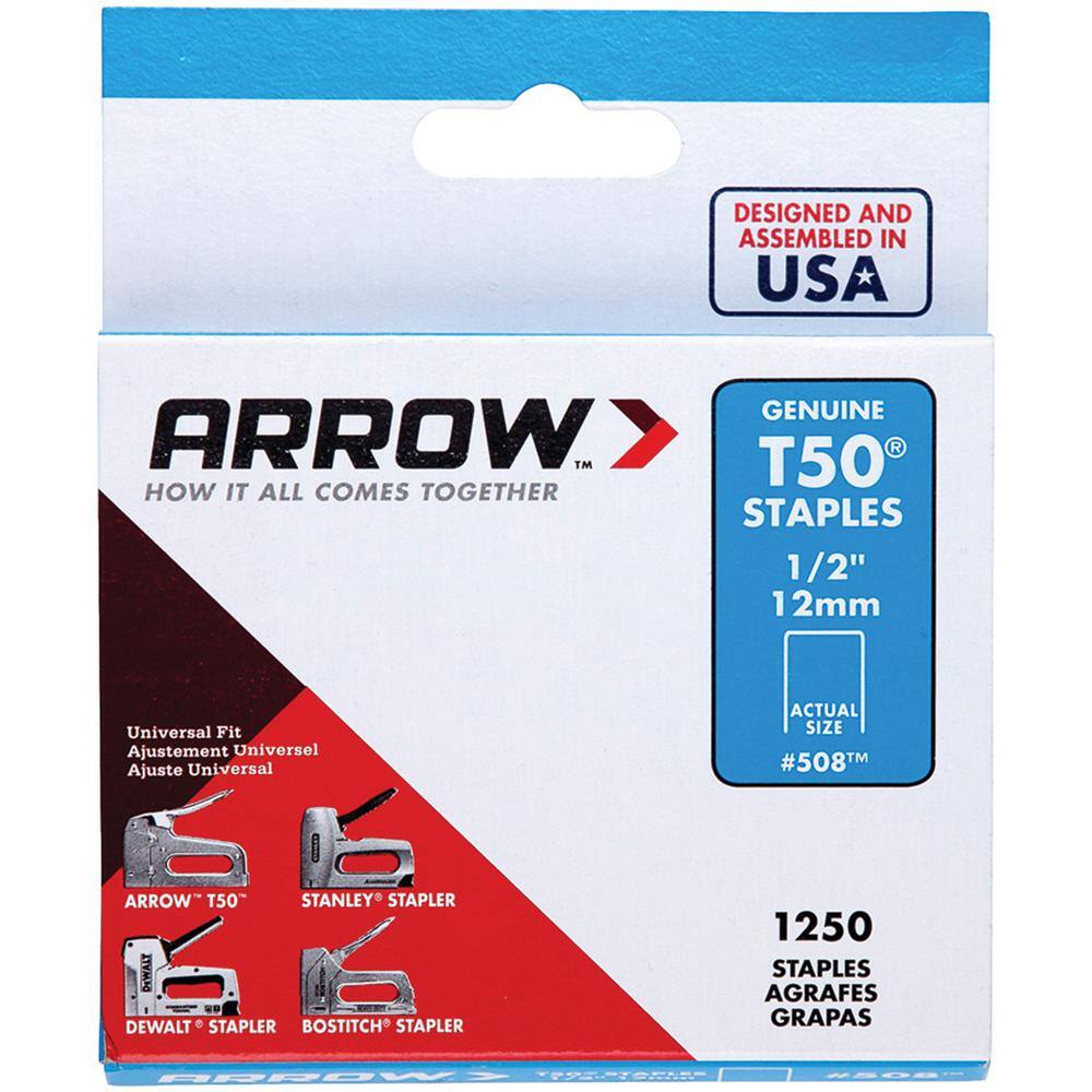 Arrow DIY Electric Staple Gun with 3750-Pack 14 in. 516in. 38in.  12 in. T50 Staples 843631130766