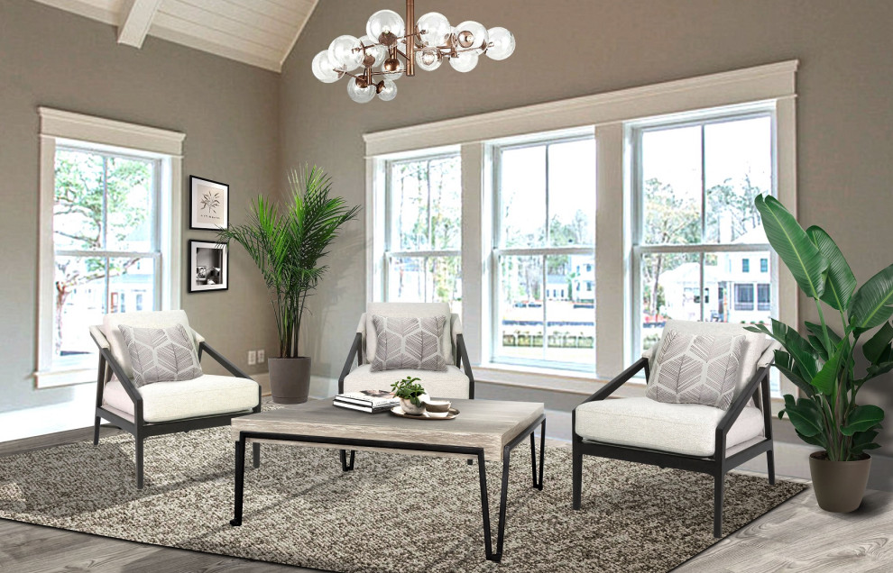 Ezra Chair   Coffee finish with platinum fabric   Midcentury   Armchairs And Accent Chairs   by Mandalay Home Furnishings  Inc.  Houzz