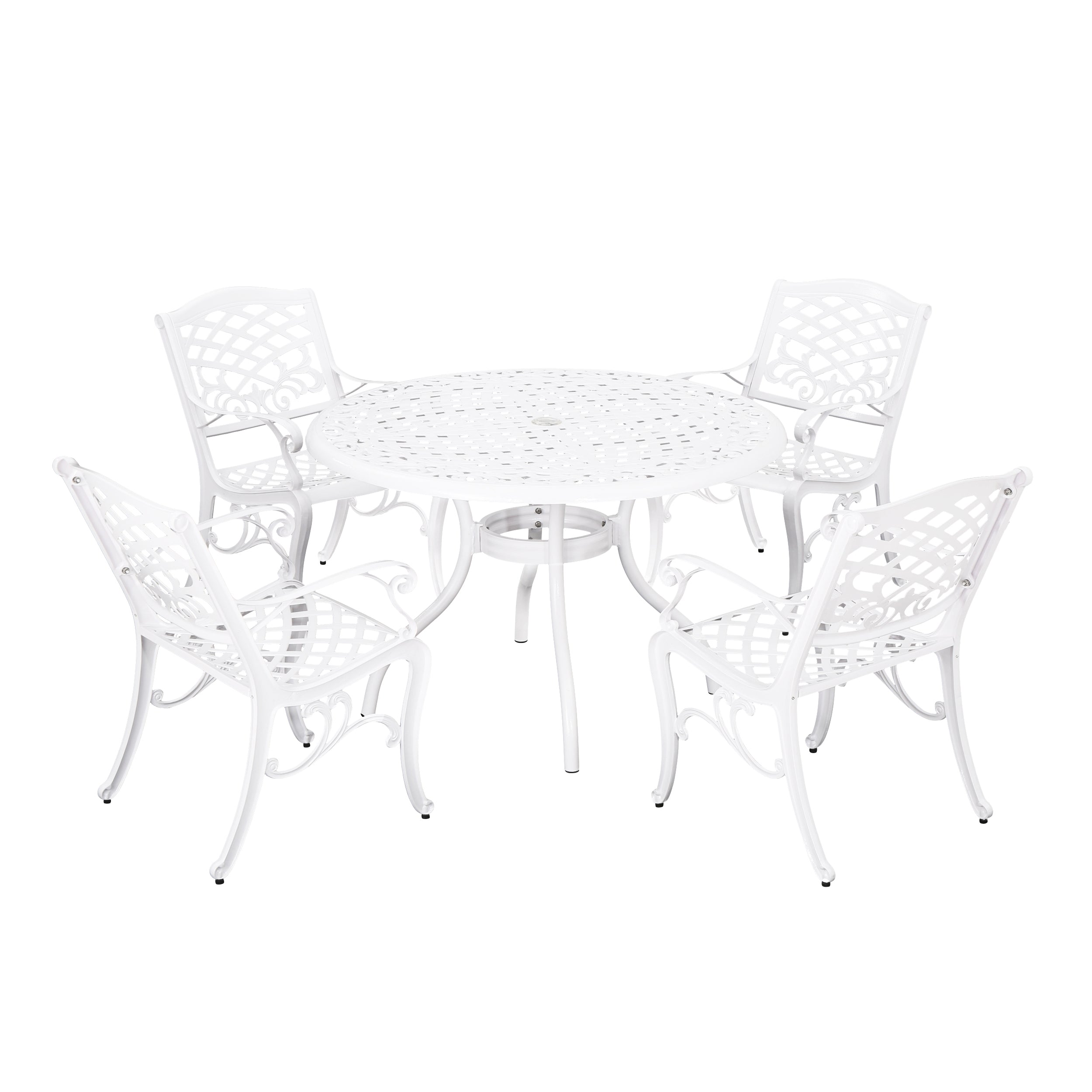 Vlada Outdoor 5 Piece Cast Aluminum Round Dining Set