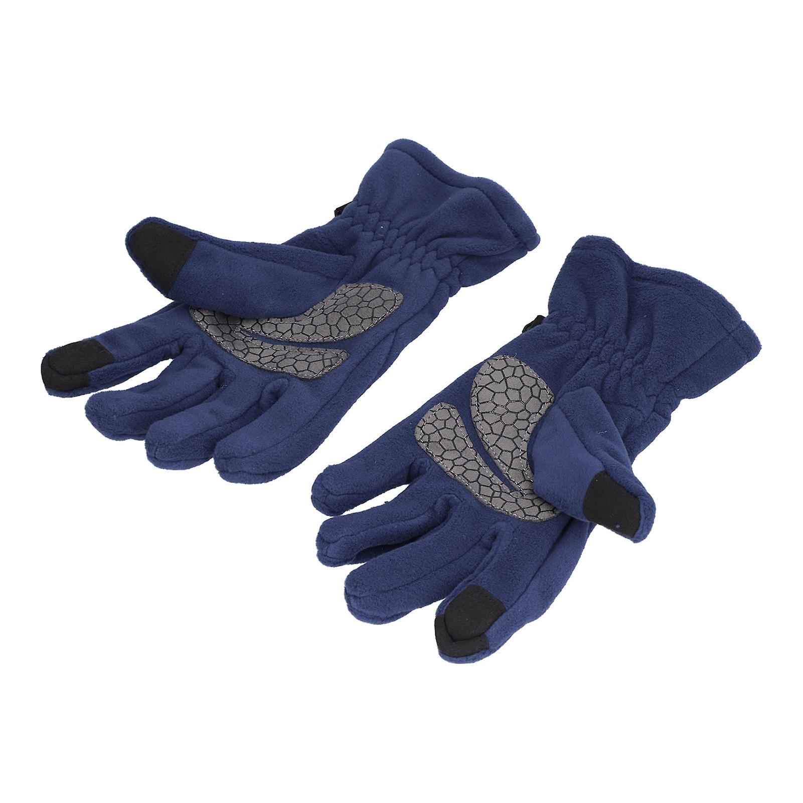 Windproof Gloves Induced Wearable Thickened Non Slip Blue Winter Gloves For Outdoor Ridingl