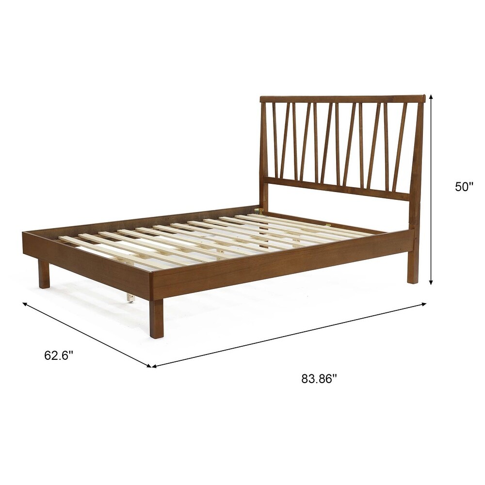 Wood V Open Panel Headboard and Frame Platform Bed Set  Queen/Full